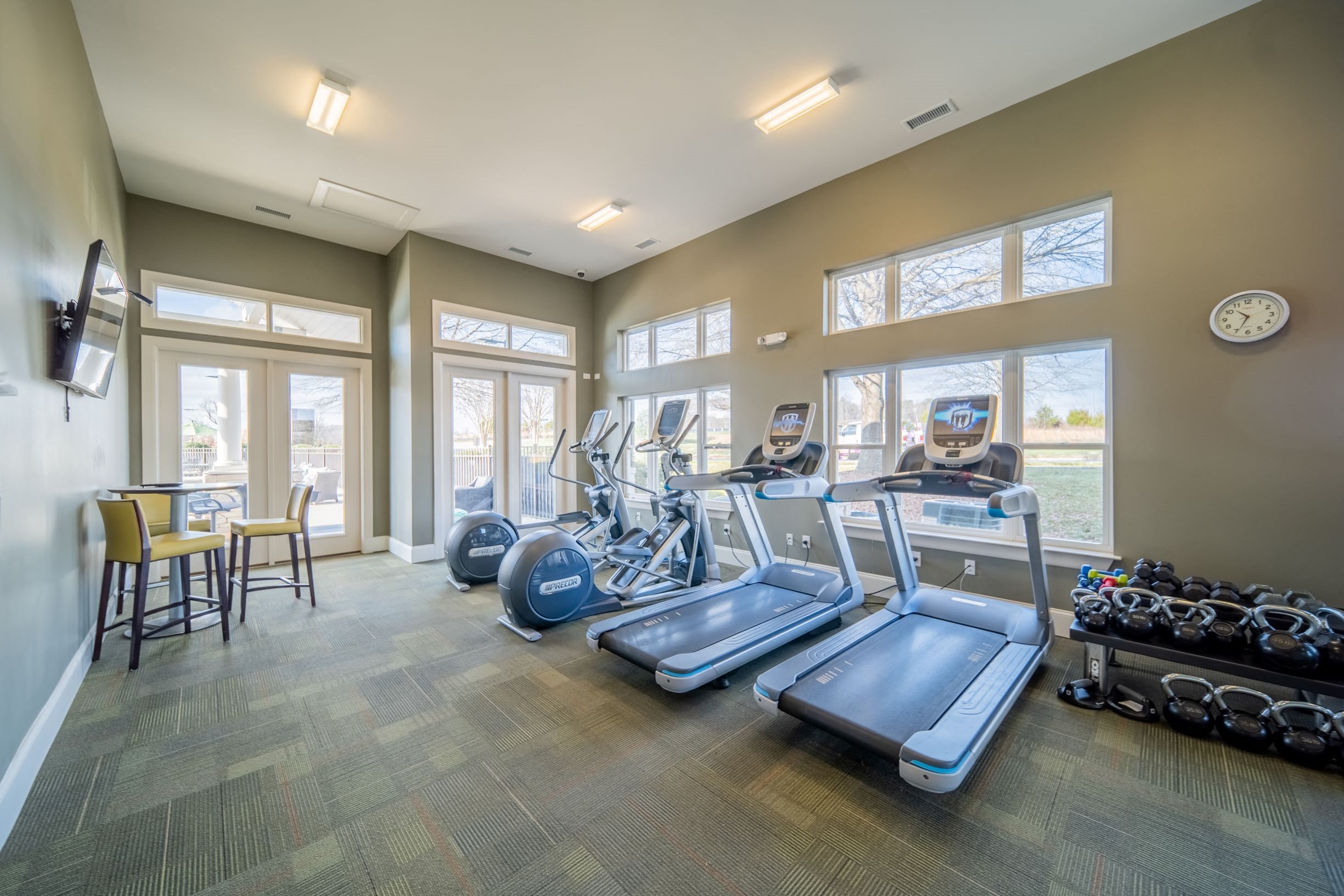Fitness center at Piedmont Place apartments in Greensboro, NC